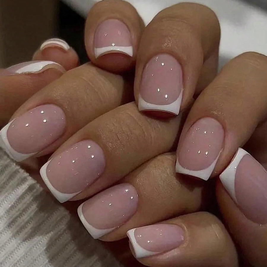 French Style Press On Nails — Glossy Nude Tip Manicure Set