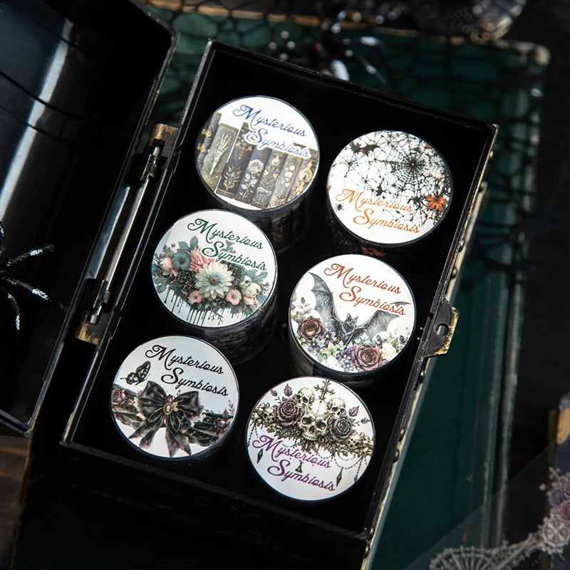 Gothic Skeleton PET Washi Tape — Aesthetic Decor for Scrapbooking & Journals