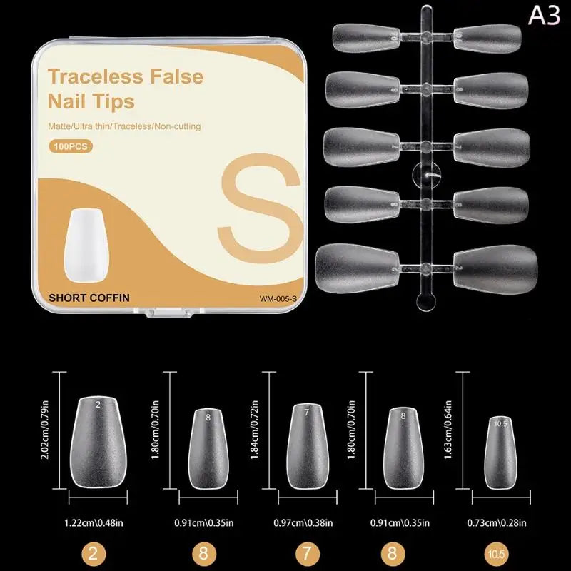 100PCS Clear False Nail Tips — Full Cover Press-On Extensions