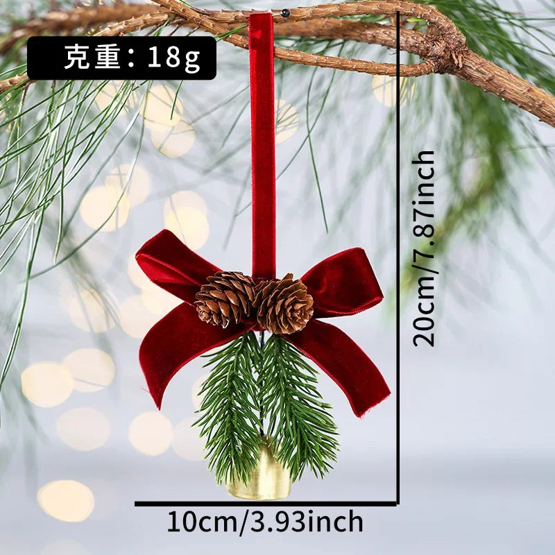 Christmas Wind Chime Ornament — Pinecone and Bell Hanging Decor