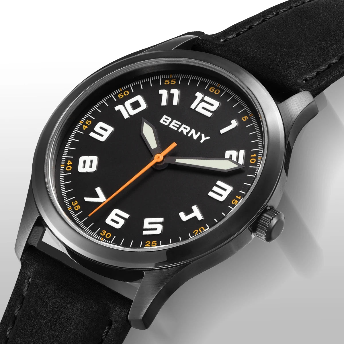 BERNY Men's Quartz Watch — Precision Miyota Movement with Leather Strap