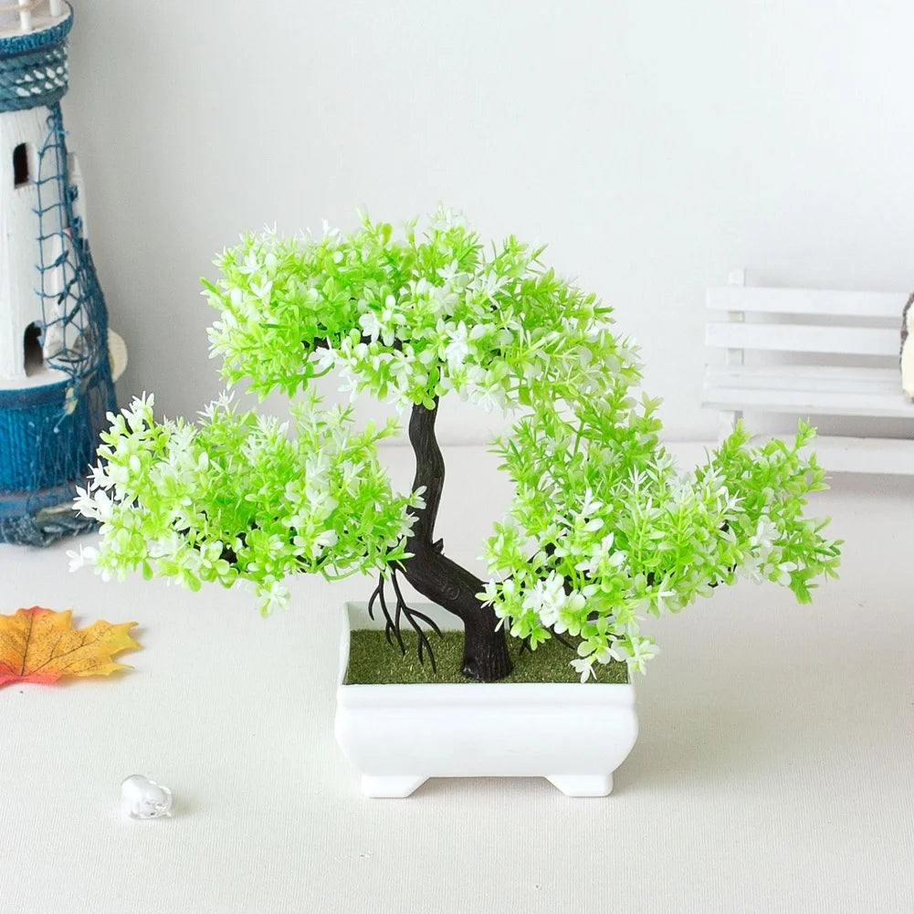 Artificial Bonsai Potted Plant — Realistic Small Tree Decor for Home and Office