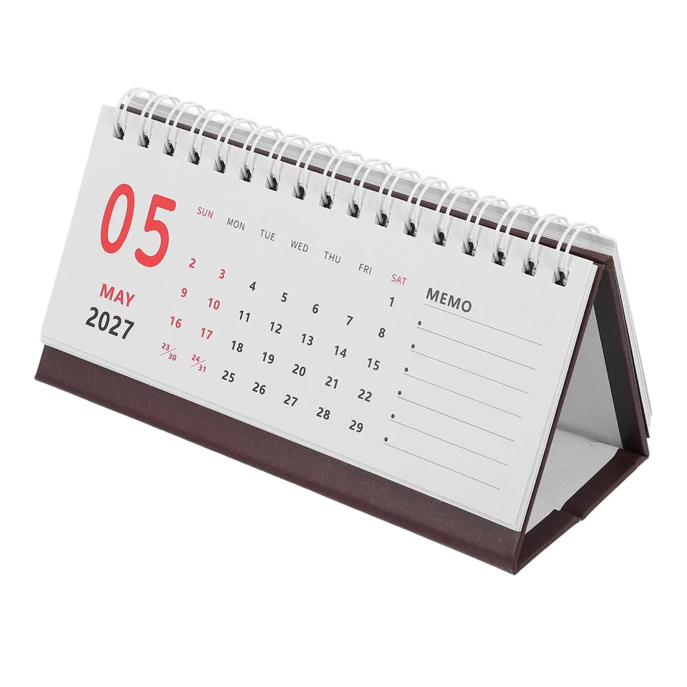 Mini Desktop Calendar — 18-Month Planner and Notepad, Compact Standing Design