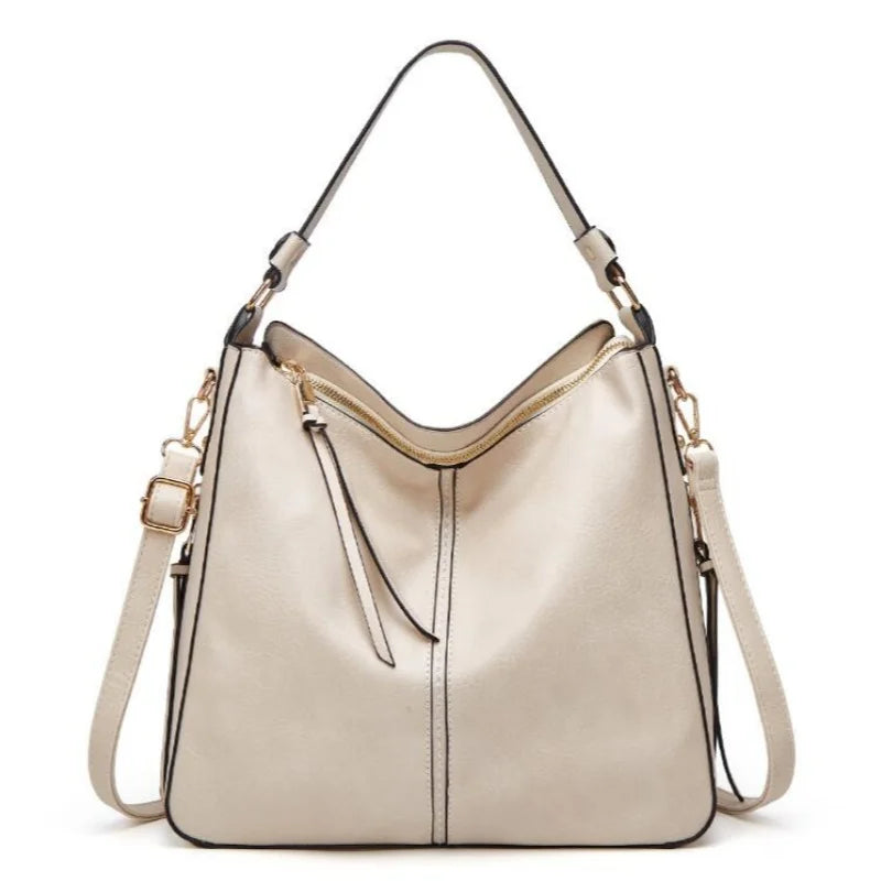 Women's Leather Hobo Bag — Large Capacity Shoulder Tote for Daily Use