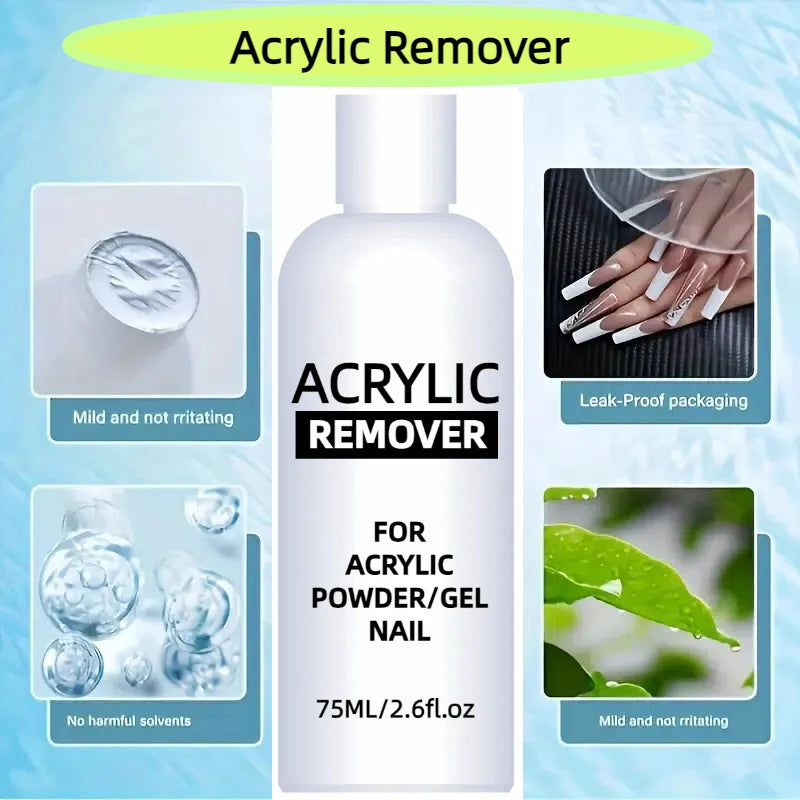 Professional Acrylic Remover Liquid — Efficient Gel Soak Off Solution, 75ml