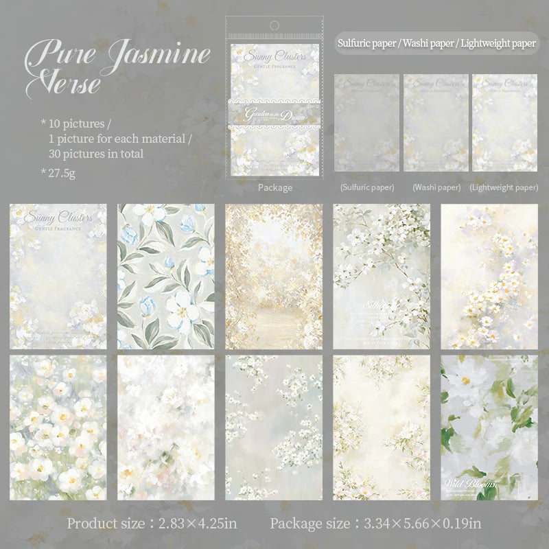 Vintage Garden Dream Writing Paper — 30pcs Retro Scrapbooking Material