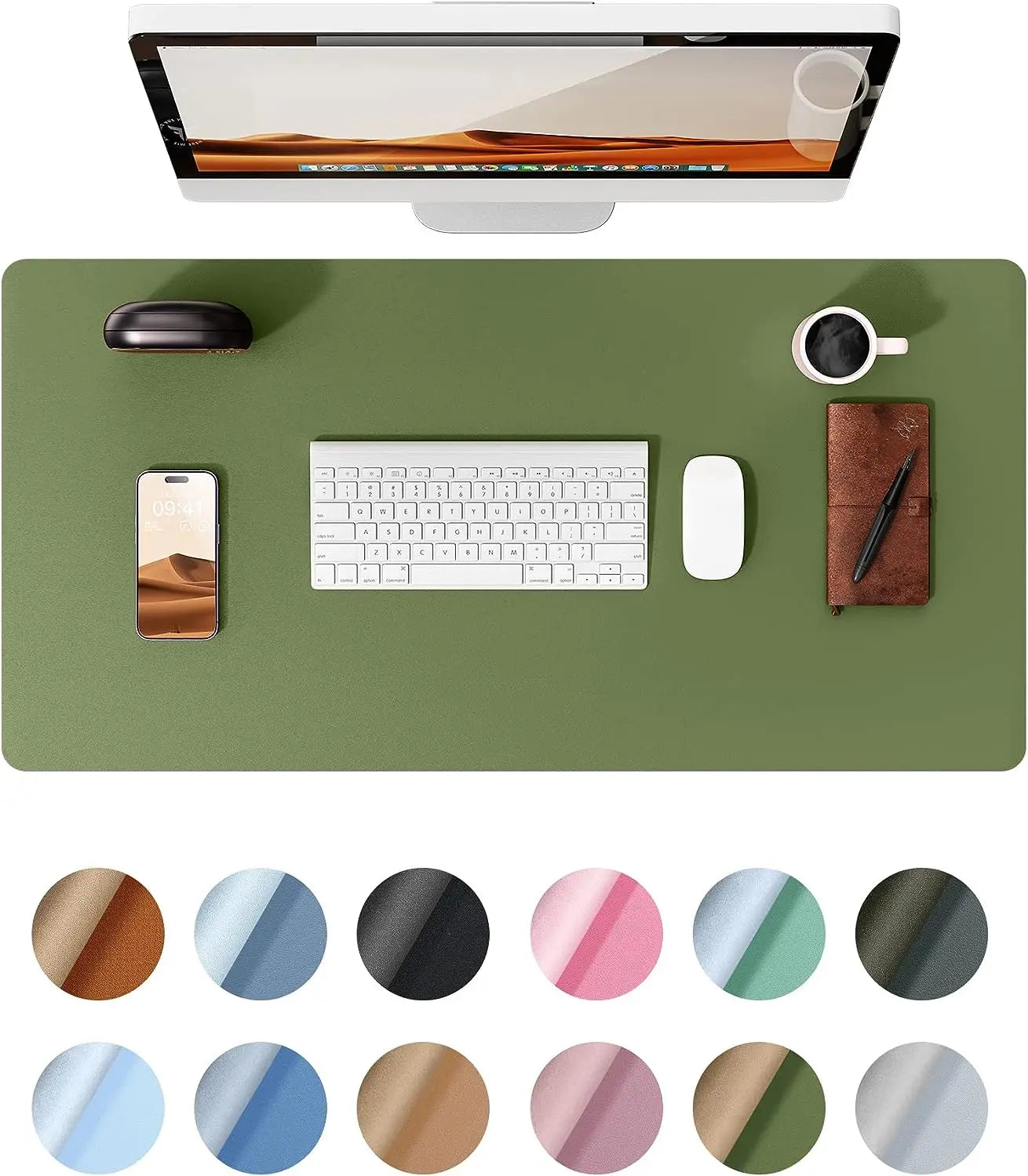 YSAGi Leather Desk Mat — Large Waterproof Office Desk Pad