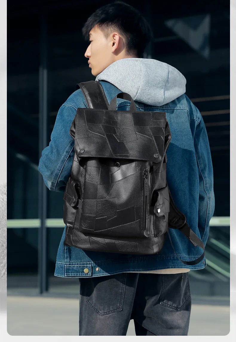 Ankeloo Business Men's Laptop Backpack — Urban PU Leather Travel Bag