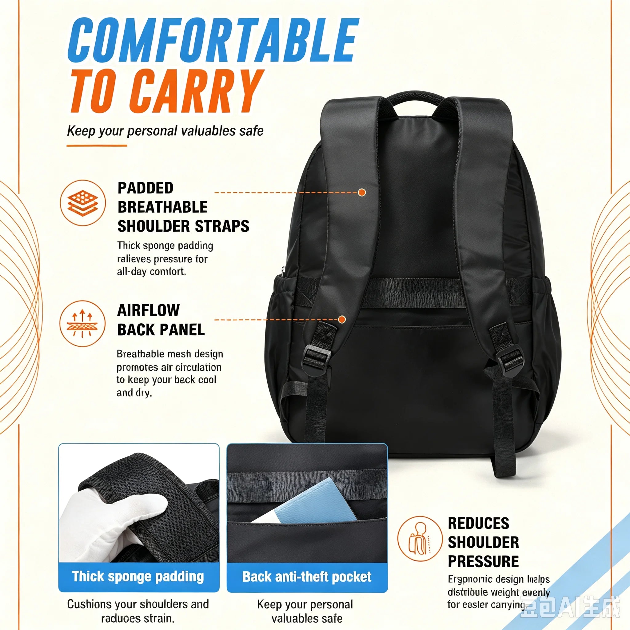 FLCC Waterproof Laptop Backpack — Large Capacity Outdoor Travel Bag