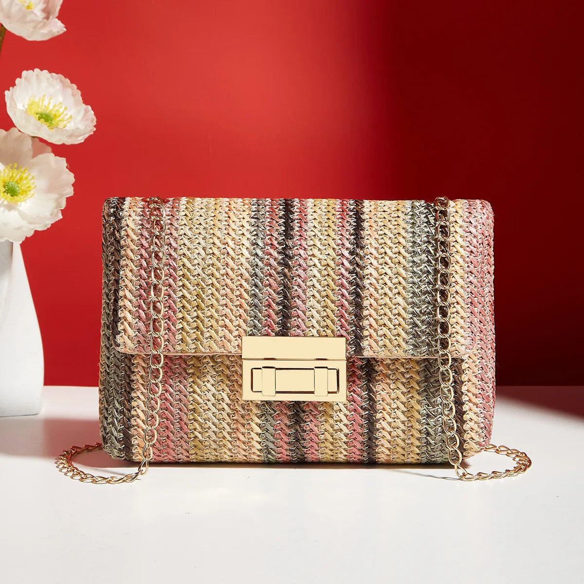 Yogodlns Straw Crossbody Bag — Stylish Bohemian Shoulder Bag for Banquets
