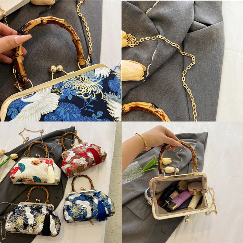 badiman Luxury Evening Clutch Bag — Elegant Rattan Handle Shoulder Purse