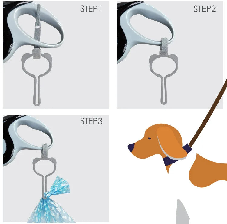 Hands-Free Dog Waste Bag Dispenser — Durable Leash Attachment Holder