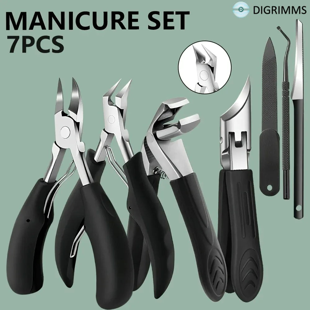 DIGRIMMS Professional Nail Care Set — Heavy Duty Stainless Steel Clippers