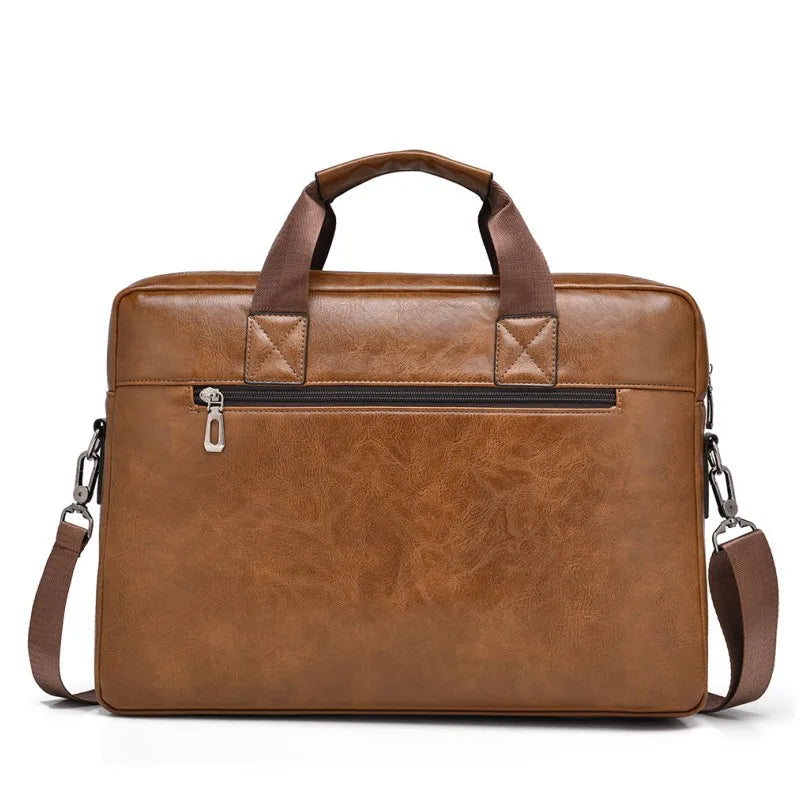 Men's PU Leather Business Briefcase — Professional Messenger Bag for Laptop & Files