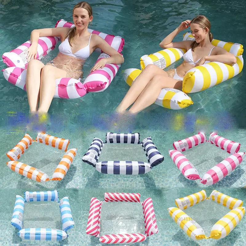 Inflatable Water Hammock Recliner — Floating Pool Lounge Mattress