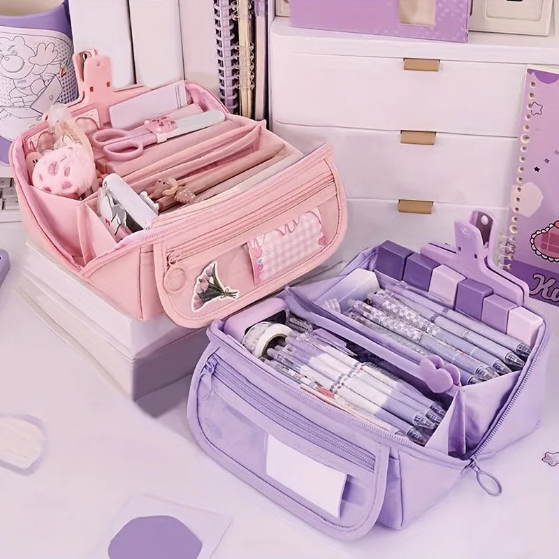 Large Capacity Pencil Case Organizer — Multi-Compartment Desktop Storage