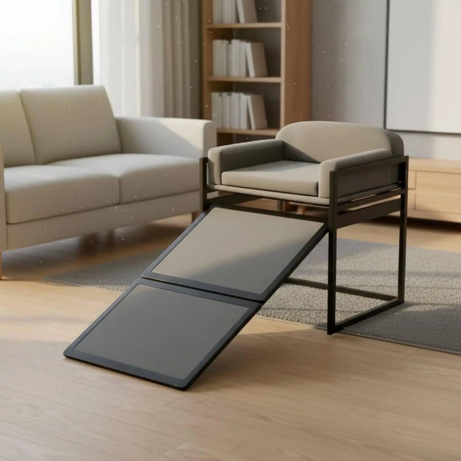 Elevated Pet Sofa Bed with Stairs — Cozy Resting Chair for Small Dogs