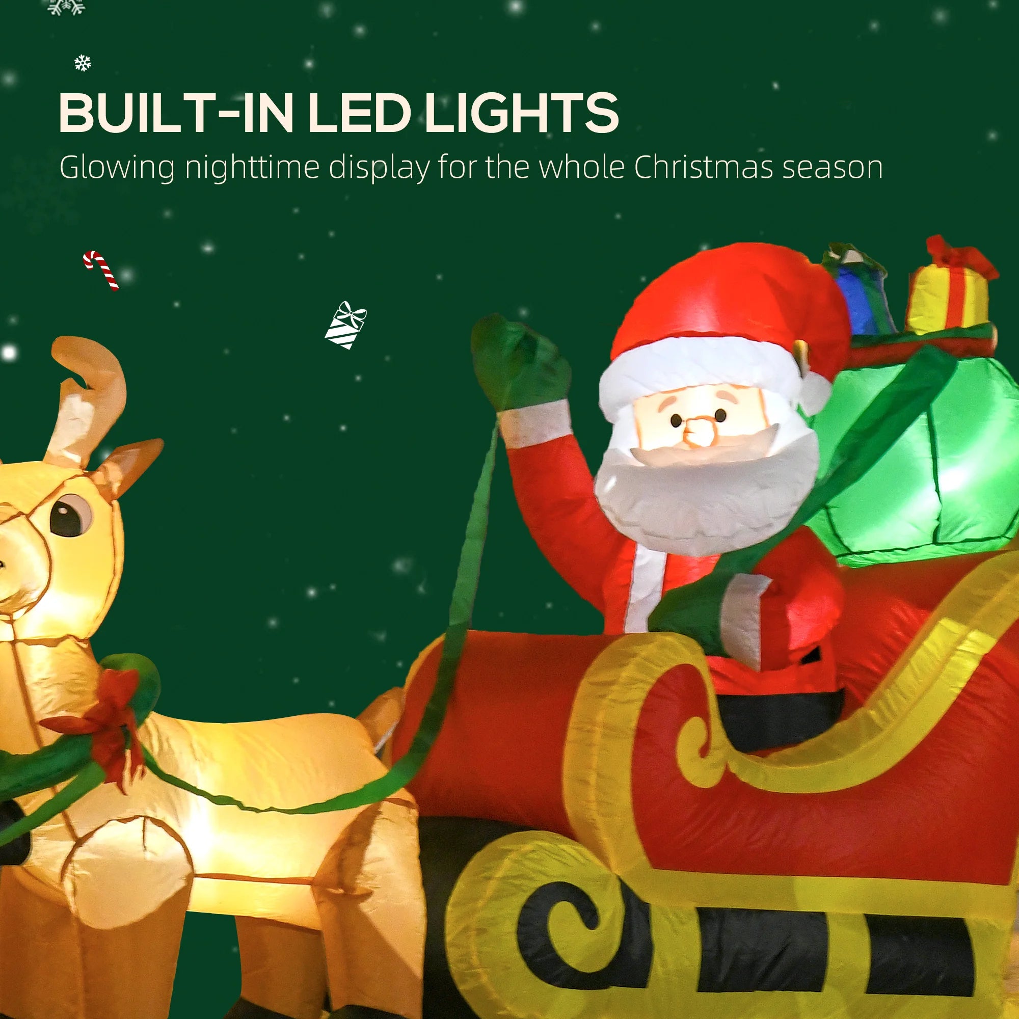 HOMCOM 8' Inflatable Santa Claus Sleigh — Outdoor Christmas Display with LEDs