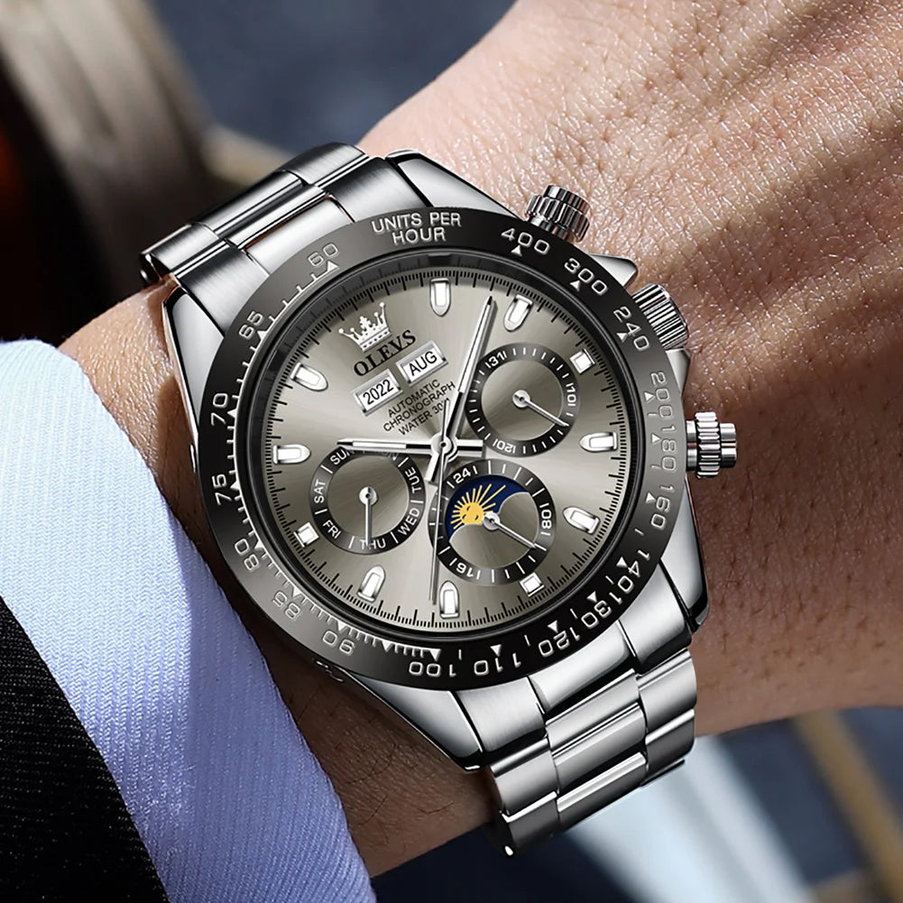 OLEVS 6654 Luxury Men's Watch — Automatic Mechanical Chronograph