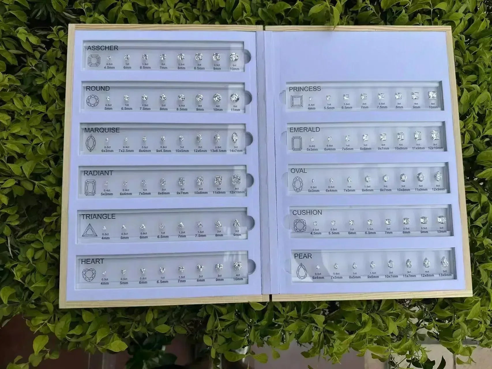 HMJ Gemstone Size Reference Chart — Cubic Zirconia Comparison Tool