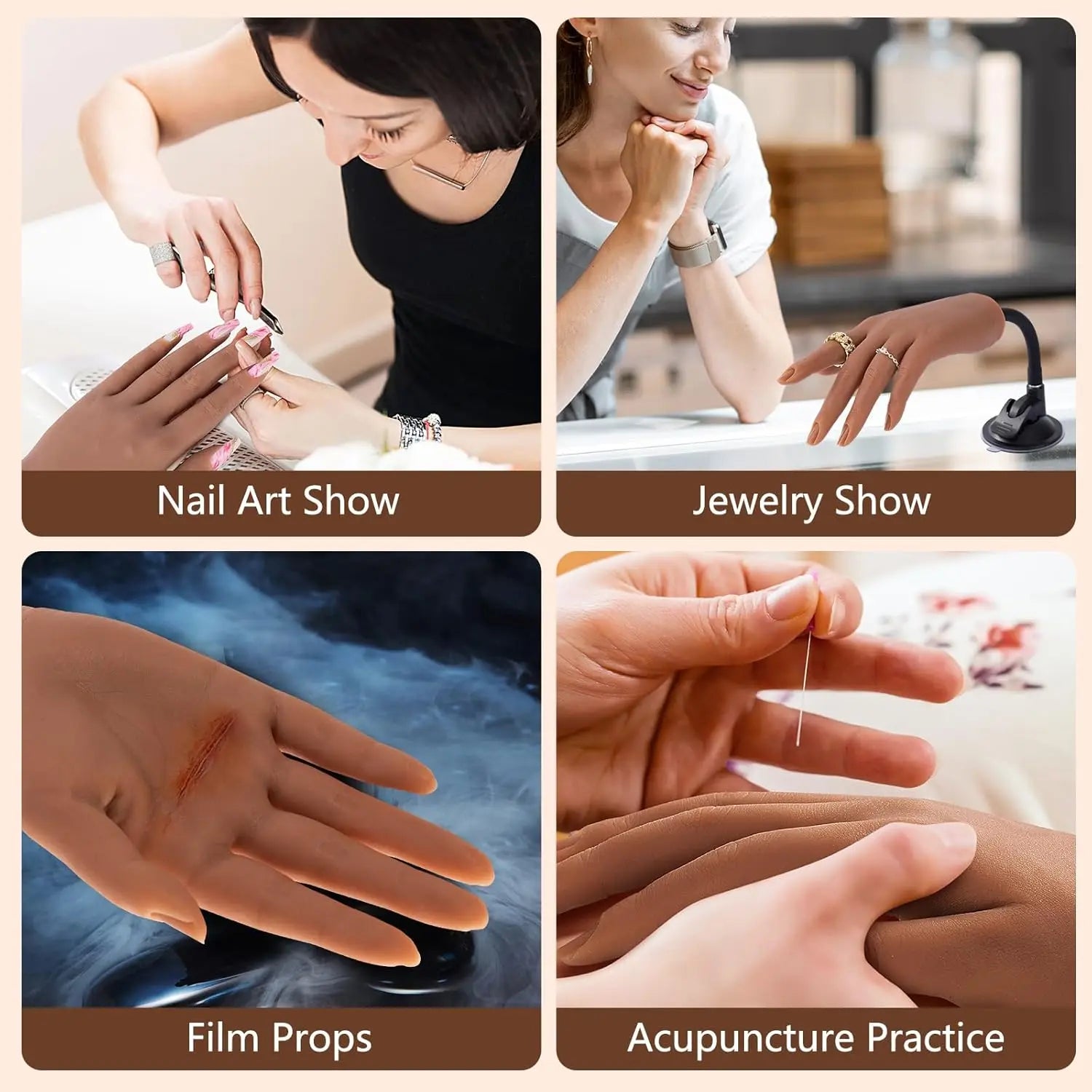 Zishine Nail Practice Hand Model — Realistic Silicone Mannequin with Stand