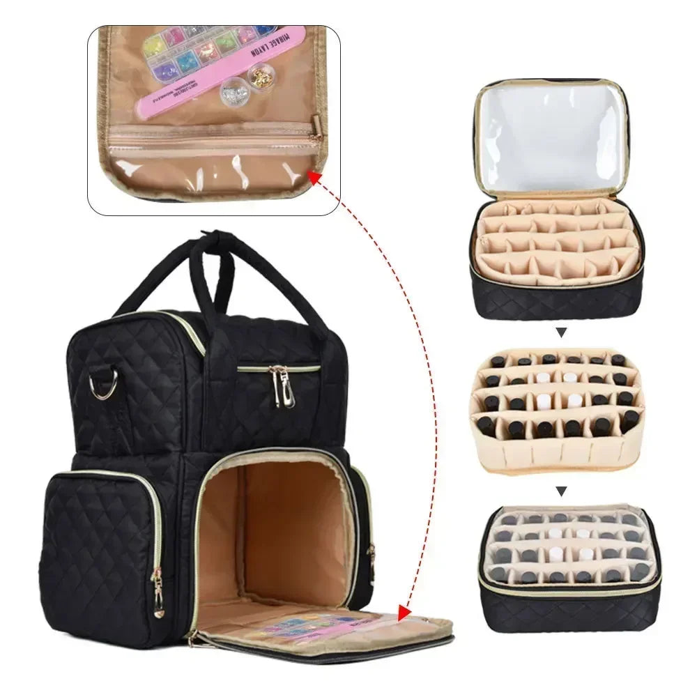 VECENT Nail Polish Organizer Bag — Portable 48-Bottle Storage Case