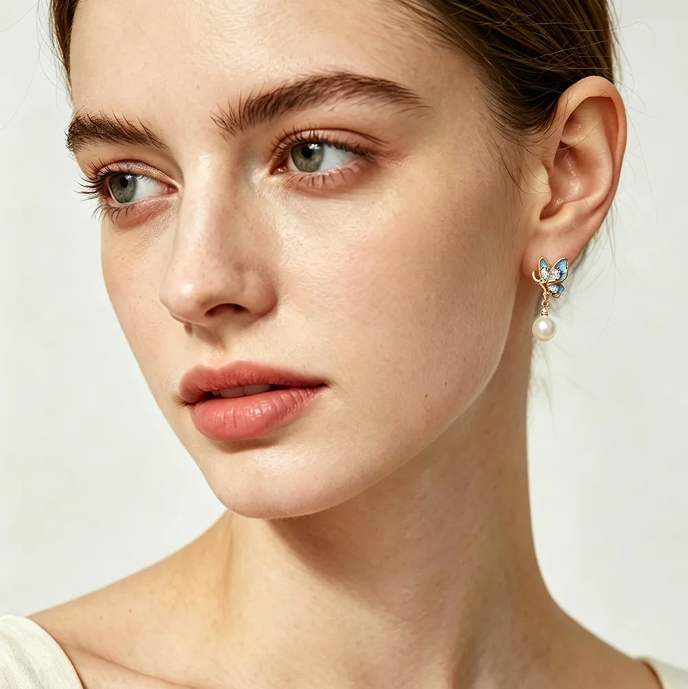 Freshwater Natural Pearl Jewelry Set — 925 Sterling Silver Necklace & Earrings