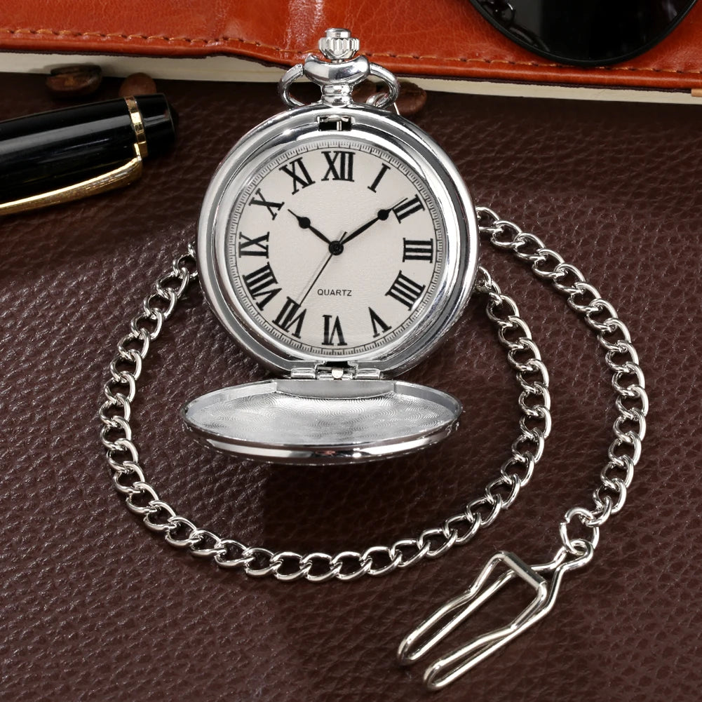 YISUYA Vintage Quartz Pocket Watch — Antique Style Necklace with Fob Chain