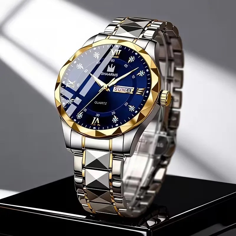 Men's Luxury Quartz Watch — Classic Business Style with Stainless Steel Strap