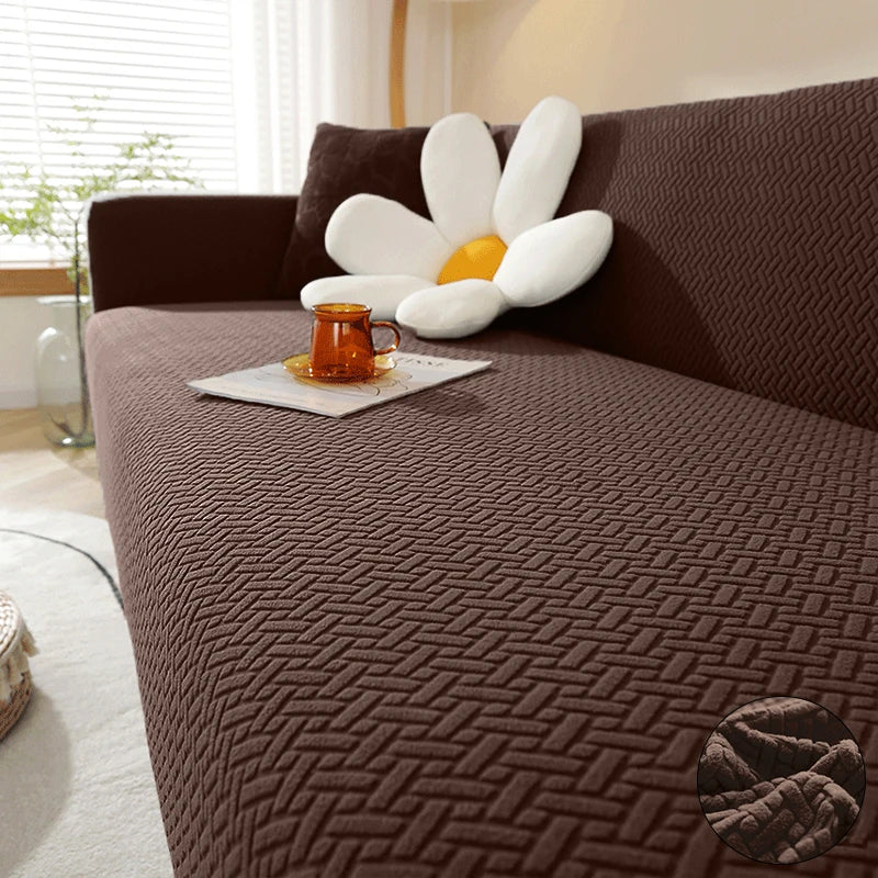 Jacquard Elastic Sofa Cover — Stretch Polar Fleece Slipcover Protector