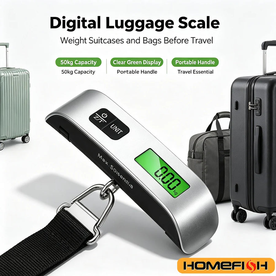 Digital Portable Luggage Scale — Compact Travel Weight Checker, 110lb Capacity