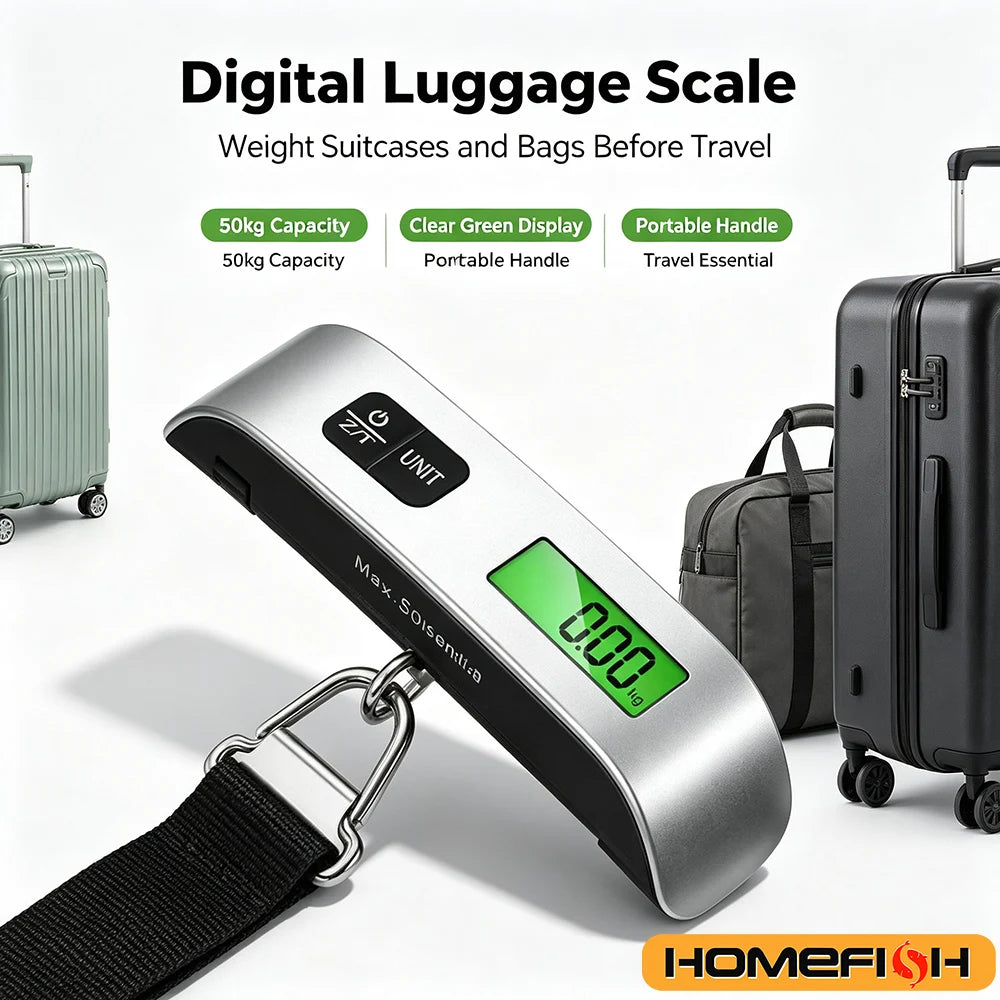 Digital Portable Luggage Scale — Compact Travel Weight Checker, 110lb Capacity