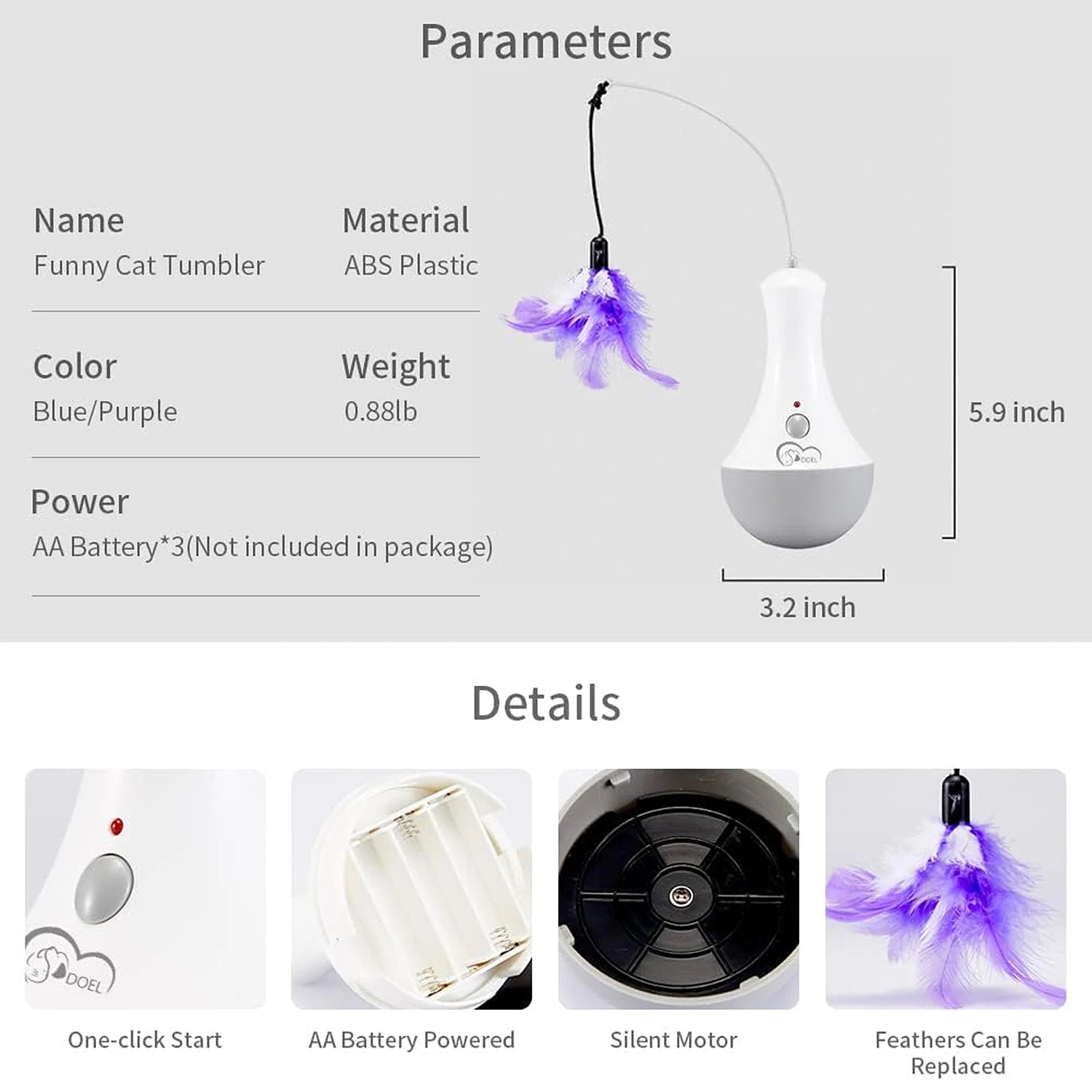 Automatic Interactive Cat Feather Toy — Rotating Teaser for Indoor Exercise