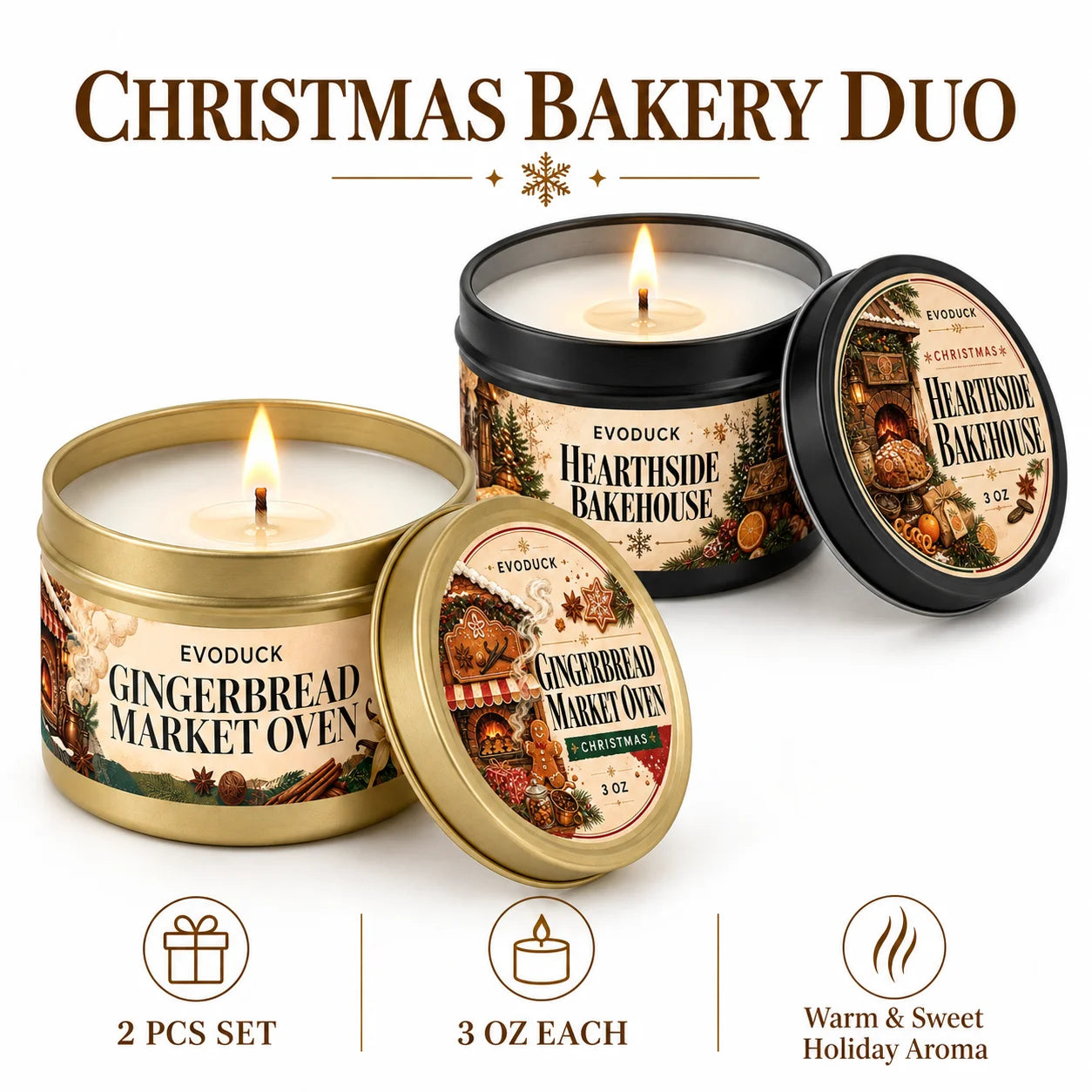 EVODUCK Cedar Amber Balsam Candle — Woodsy Pine Scented Holiday Gift