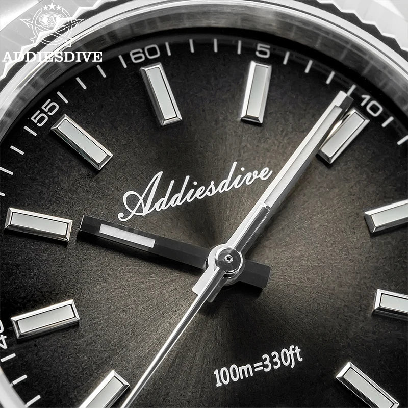 ADDIESDIVE 36mm Men's Quartz Watch — Luminous Jubilee Stainless Steel Strap