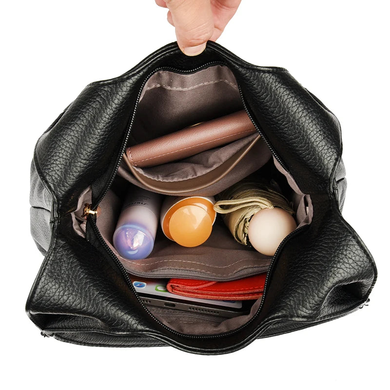 KMFFLY Leather Hobo Bag — Large Capacity Shoulder Handbag for Women