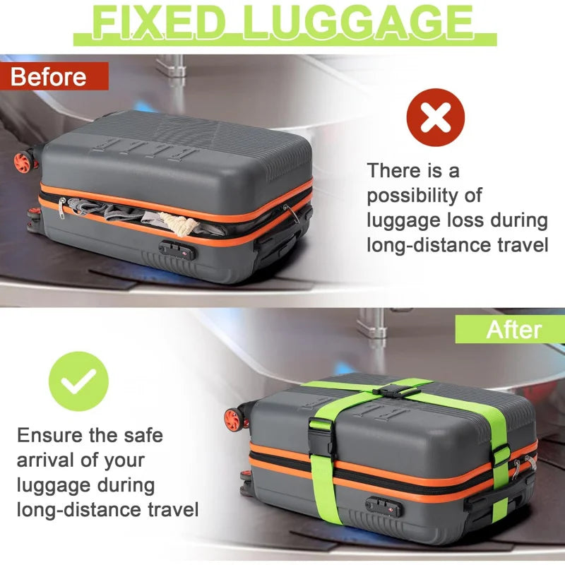 Luggage Securing Strap Set — Durable Travel Bag Identification & Security