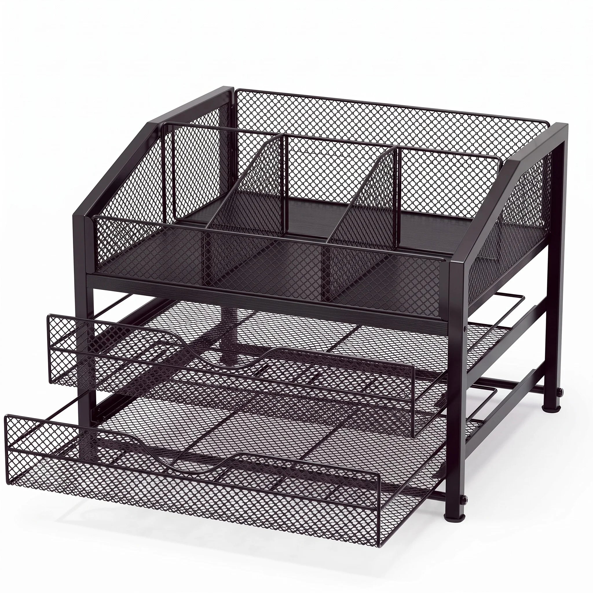 Coffee Bar Organizer — Metal and Wood Station for Countertop