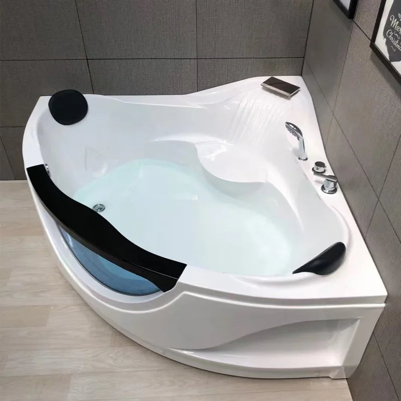 Modern Triangular Corner Bathtub — Thermostatic Heated Jacuzzi with Massage