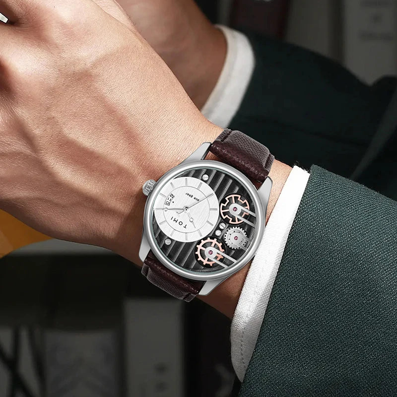 TOMI Men's Luxury Quartz Watch Set — Business Style with Detachable Straps