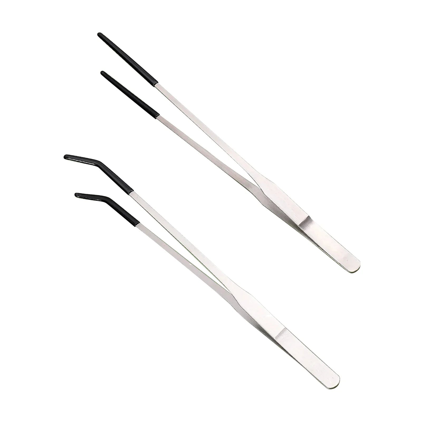 Stainless Steel Feeding Tongs — Precision Bent Tip Tweezers for Reptiles and Crafts
