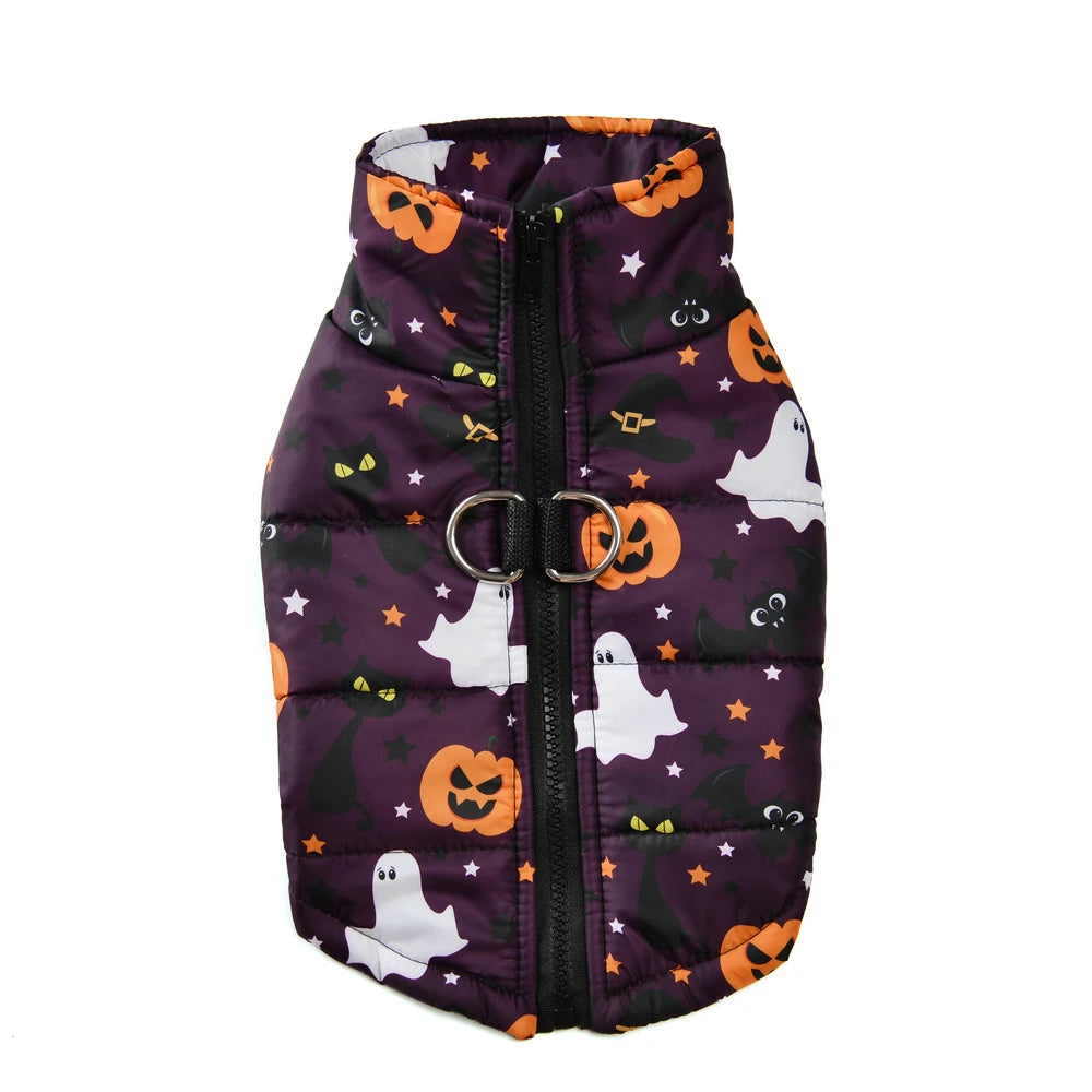 Holapet Halloween Dog Jacket — Waterproof Pumpkin Print Pet Coat