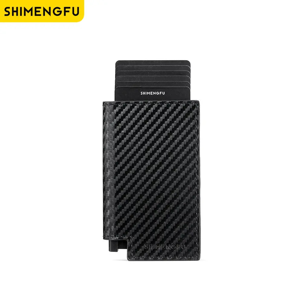 SHIMENGFU Slim RFID Card Holder — Minimalist Leather Wallet & Money Clip