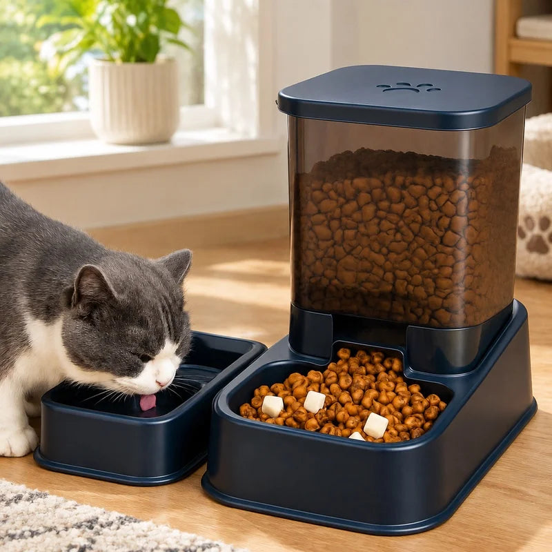 Automatic Pet Feeder and Water Bowl Set — Portion-Controlled Feeding System