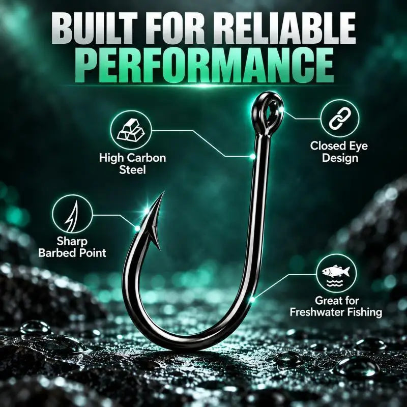 300-Piece Fishing Hook Set — High Carbon Steel Barbed Hooks with Storage Box