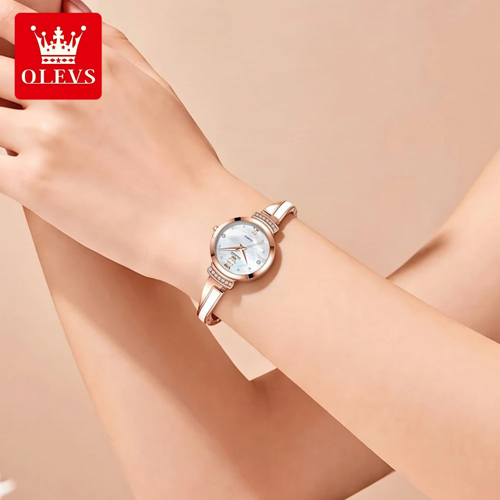 Elegant Rose Gold Women's Quartz Watch — Luxury Bracelet Wristwatch