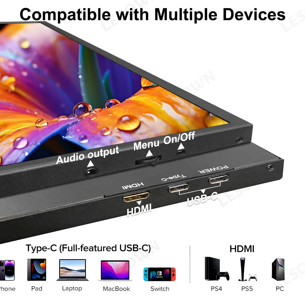 lesown 10.1-Inch Portable Monitor — Compact IPS Second Screen for Laptops