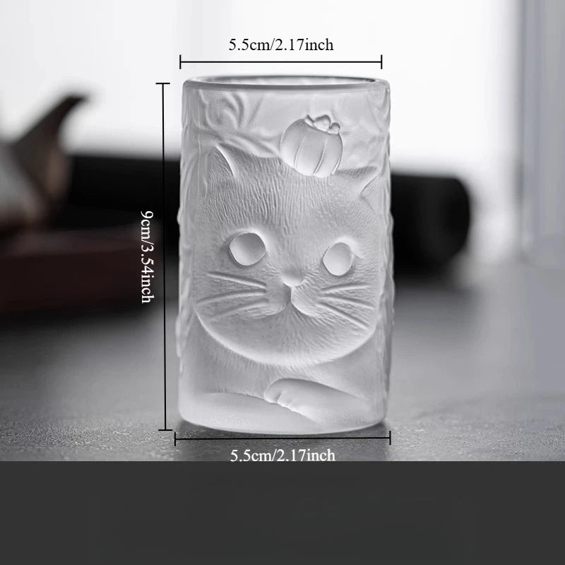 Cat Persimmon Glass Cup — Creative Decorative Drinking Vessel