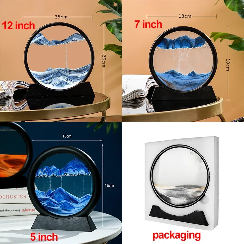 3D Moving Sand Art Picture — Decorative Glass Sandscape Hourglass