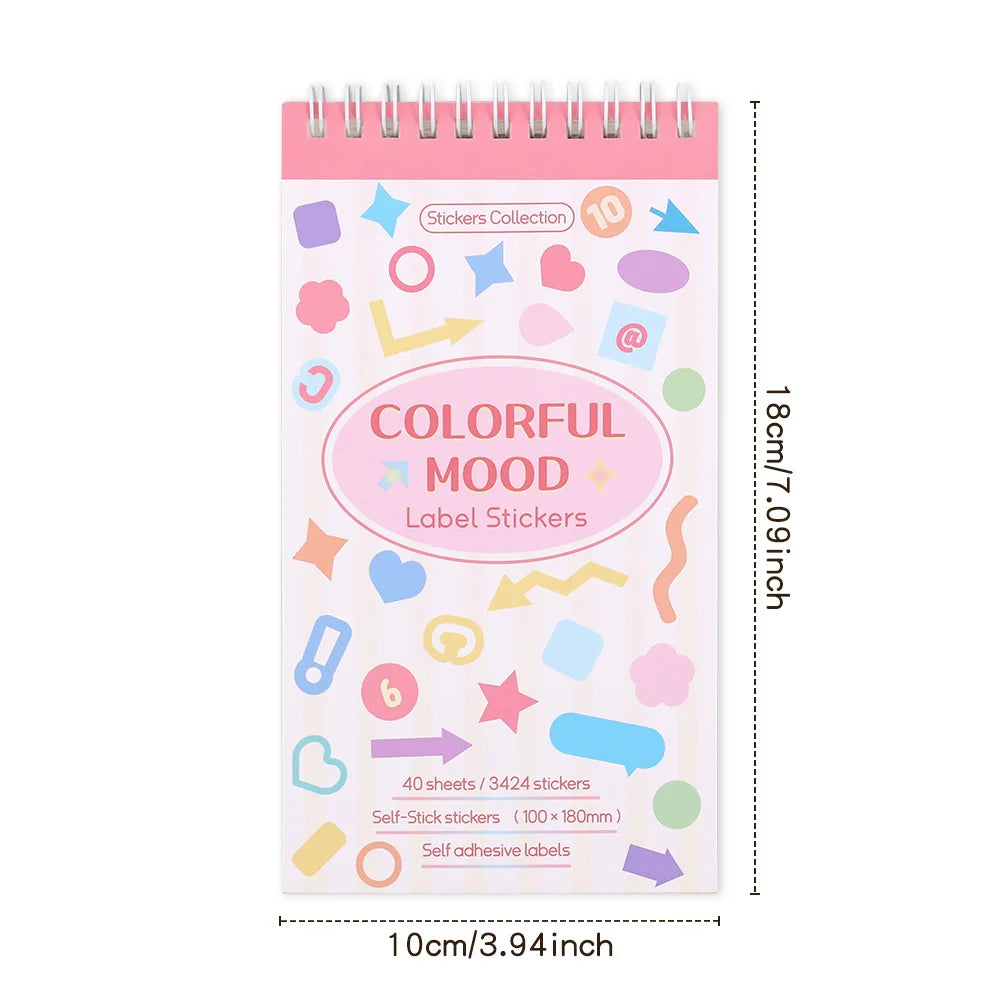 3424 Piece Colorful Mood Sticker Set — Geometric Fantasy Decals for Journaling